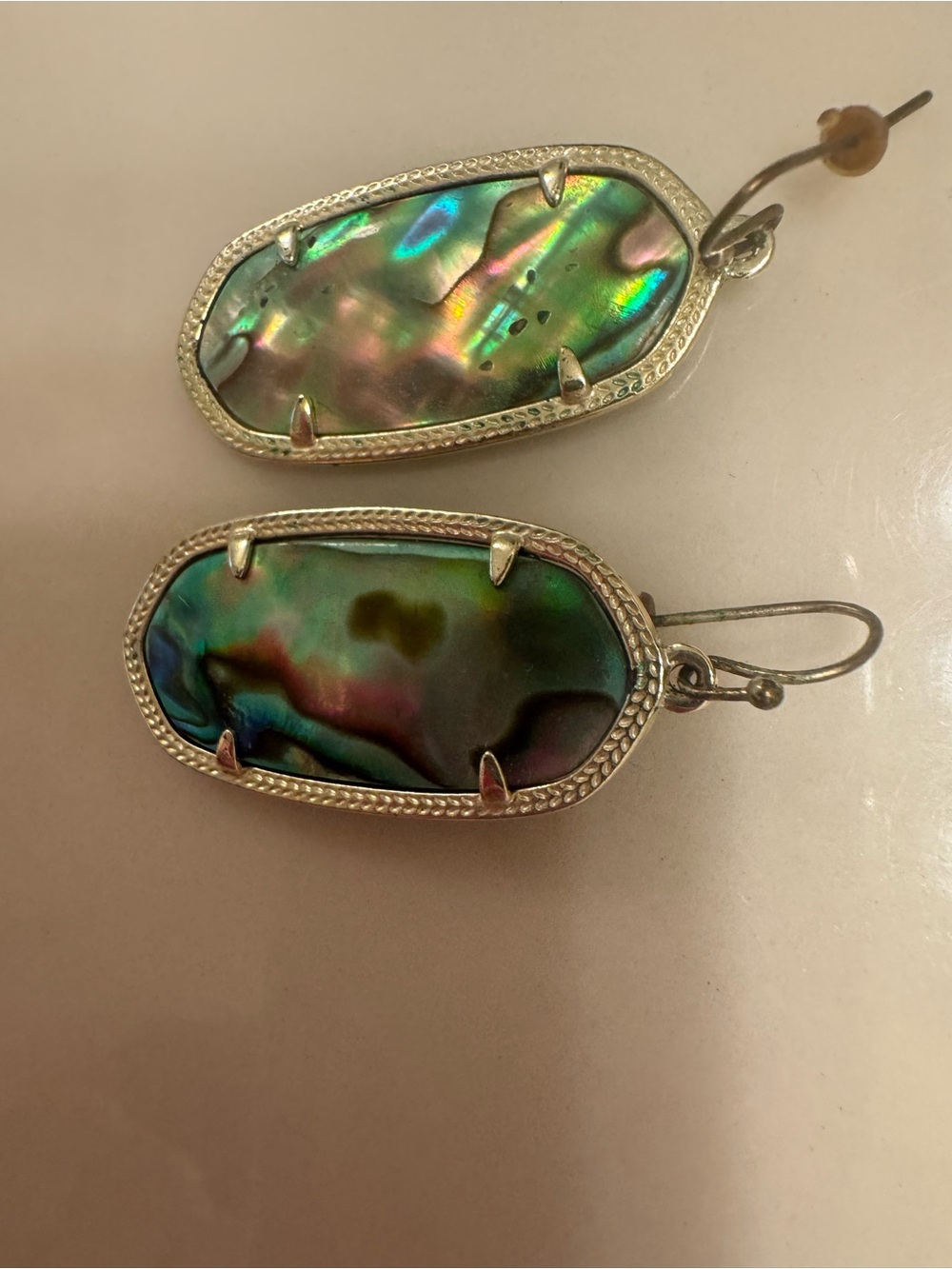 Kendra Scott Iridescent Abalone Drop Earrings in Green and Blue